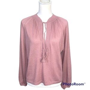 NakedCashmere Women's V Neck/Tie Long Sleeve Mauve XS